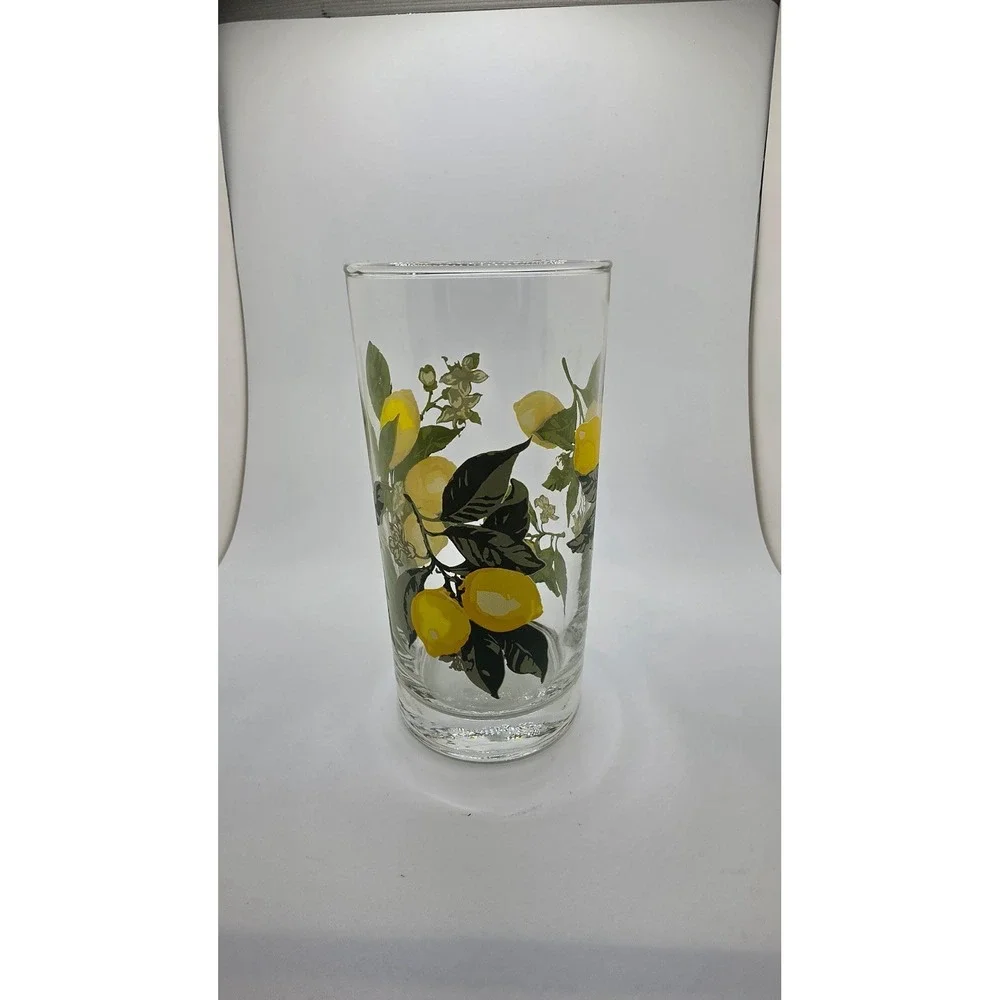 Vintage Crisa Royal Norfolk Lemons Drinking Glasses  16 oz Tumblers Set of 4
